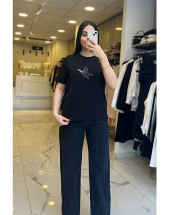 Vosse Siyah Figürlü Tişört