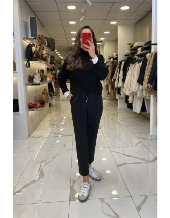 Yusuf Özdemir Siyah Beli Lastikli Pantolon