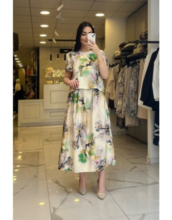 Mianotte Yeşil Desenli Etekli Takım 