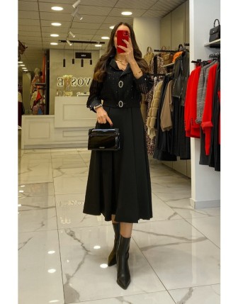 Miarte Siyah Aksesuar Detaylı Elbise