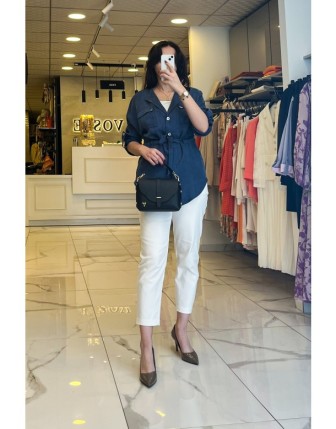 Ekol İndigo Büzgülü Ceket 