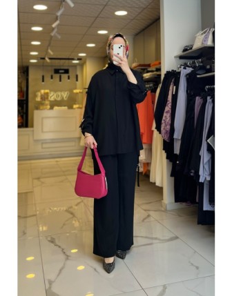 Tığ Triko Siyah Apoletli Takım