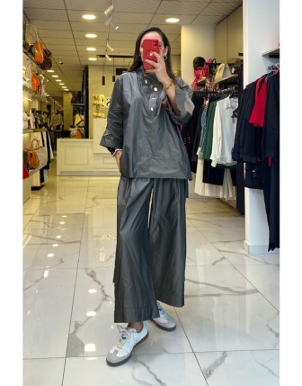 Mianotte Antrasit Paraşüt Kumaş Çıtçıt Aksesuar Detaylı Takım