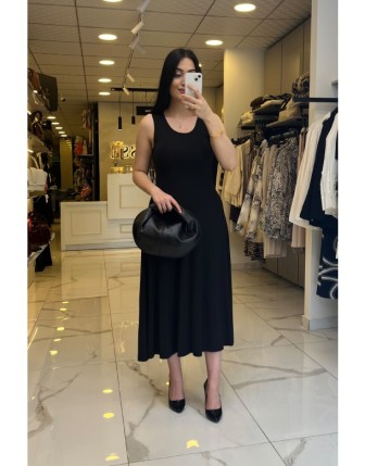 On Fashıon Siyah Sıfır Kollu Elbise