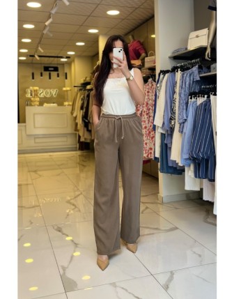 Mi Vizon  Beli Lastikli Boru Paça Tensel Pantolon