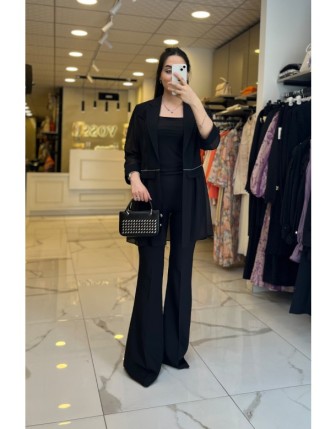 Ekol Siyah Organize Taşlı Ceket 