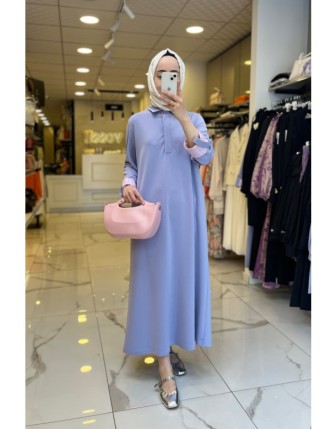 Tığ Triko Lila Poplin Elbise