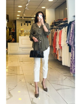 Ekol Haki Büzgülü Ceket