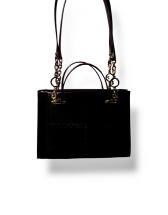 Kare Formlu Süet Detaylı Siyah Çanta