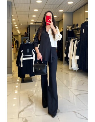 Miarte Siyah Gömlek Detaylı Tulum