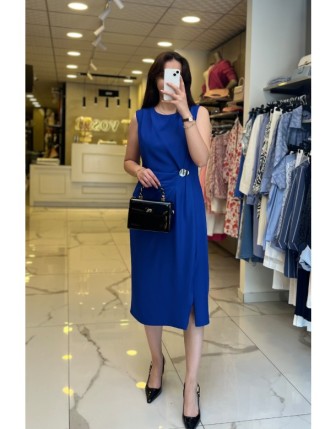 Mi Saks Aksesuar Detaylı Drapeli Elbise