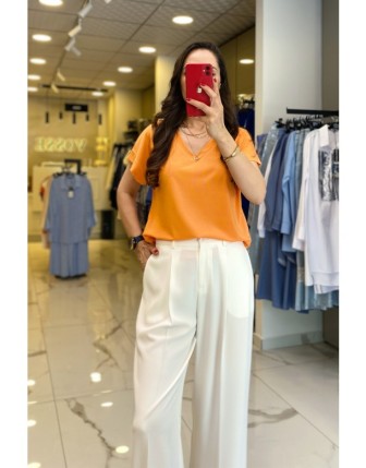 On Fashıon Oranj  V Yaka Tişört