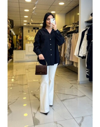 Ekol Siyah Cep Aksesuarlı Gömlek 