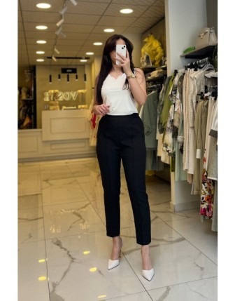 Vosse Siyah Beli Lastikli Kumaş Pantolon