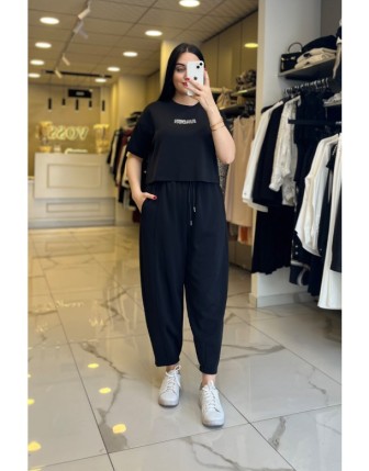 Vosse Siyah Baskılı Tişört 