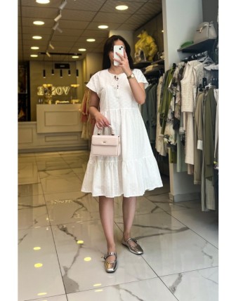 Sedna Ekru Fisto Midi Elbise 