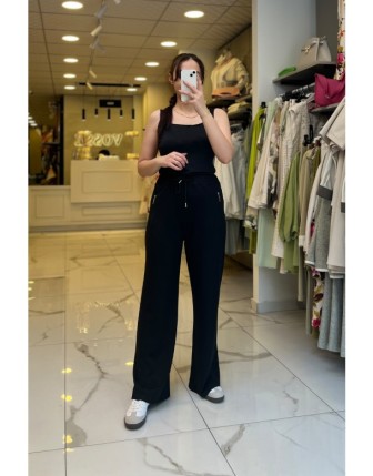 On Fashıon Siyah Beli Lastikli Pantolon 