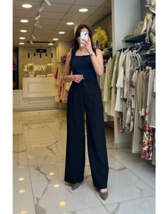 On Fashıon Siyah Pileli Palazo Pantolon 