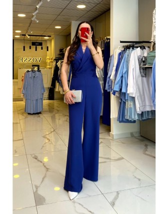 Mi İndigo Yanları Tül Organize Detaylı Taş İşlemeli Tulum