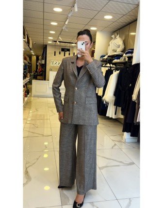 Doop Kahverengi Ekose Desenli Takım 