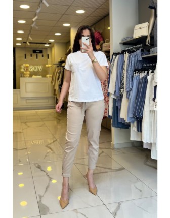 On Fashıon Beyaz Cep Detaylı Tişört