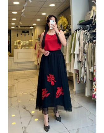 Miarte siyah Organize Desenli Etek 