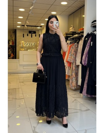 Ekol Siyah Kapartma Kumaş Organize Elbise 