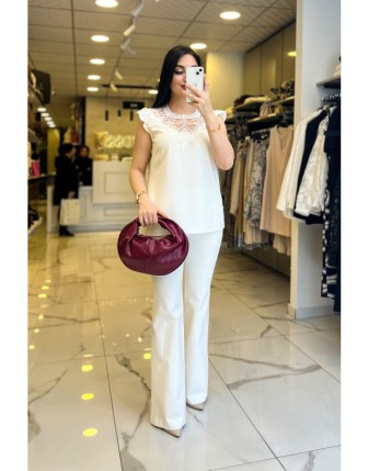 Ekol Ekru Küpürlü bluz