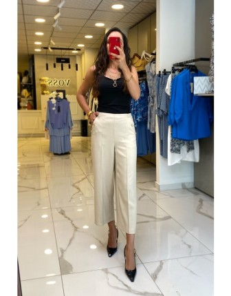 Ekol Kum Düğme Detaylı Bilek Boy Pantolon