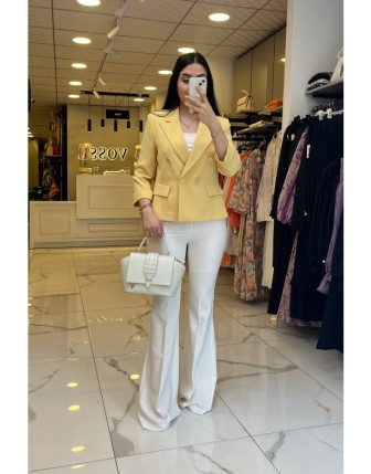 Ekol Sarı Düğme Detaylı Blazer Ceket 