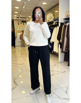 Yusuf Özdemir Siyah  Dikiş Detaylı eşofman 