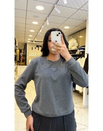 On Fashıon Gri İşlemeli Sweat