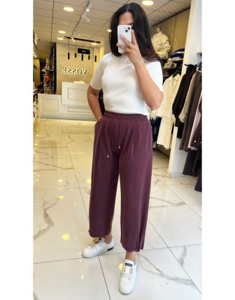 Yusuf Özdemir Bordo  Paça Detaylı Pantolon