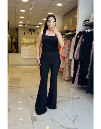 Miarte Siyah İspanyol Paça Pantolon 