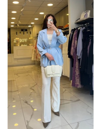 Ekol Mavi Büzgülü Ceket 