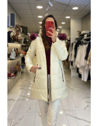 Trenç Ekru Kapüşonlu Kapütone Mont