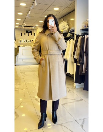 Ekol Kum Kolu Ve Beli Kemerli Kaşe Kaban