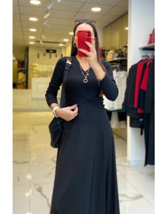 On Fashıon Siyah V Yaka Triko Uzun Kollu Crop Kazak