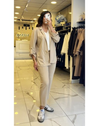 İndigo Vizon Aksesuar Detaylı Kadife Takım