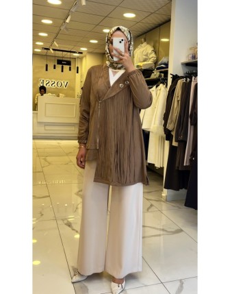 Gazella Kahverengi Püskül Detaylı Ceket