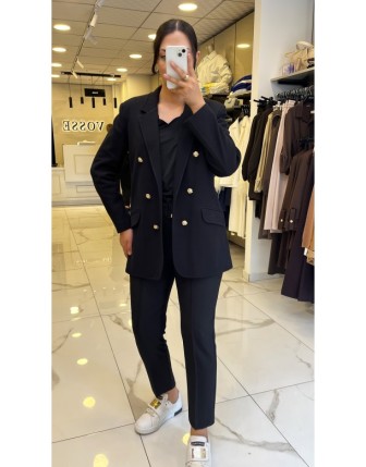 Moda İlgi Siyah Düğme Detaylı Blazer Ceket