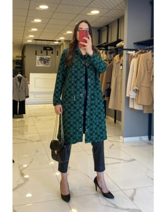 On Fashıon Yeşil Zımba Detaylı Uzun Hırka