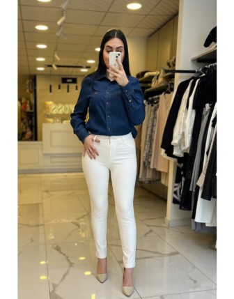 Yusuf Özdemir Beyaz Dar Paça Pantolon 