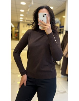 On Fashıon Kahverengi Dik Yaka Basic Kazak 