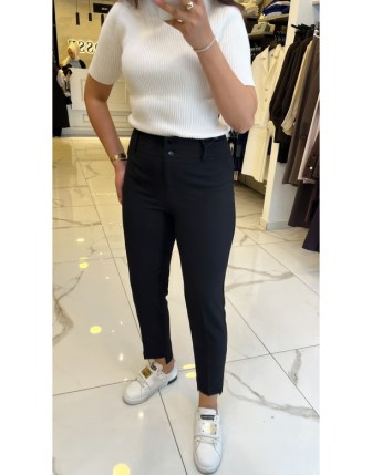 Yusuf Özdemir Siyah Paçası Fermuar Detaylı Pantolon