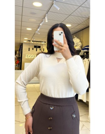 On Fashıon Bej Pul Detaylı Triko Kazak