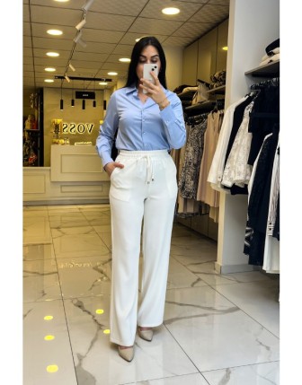 Ekol Ekru Beli Lastikli Astarlı  Pantolon