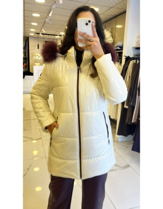 Trenç Ekru Kapüşonlu Kapütone Mont