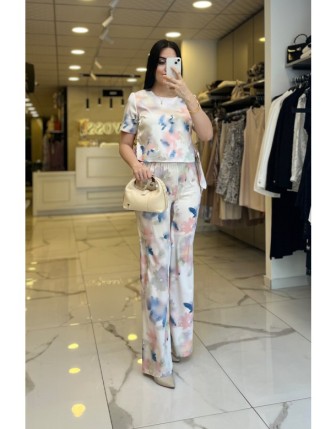 Miarte Pembe Desenli Saten Takım