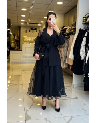 Mianotte Siyah Taşlı Organize Ceket 